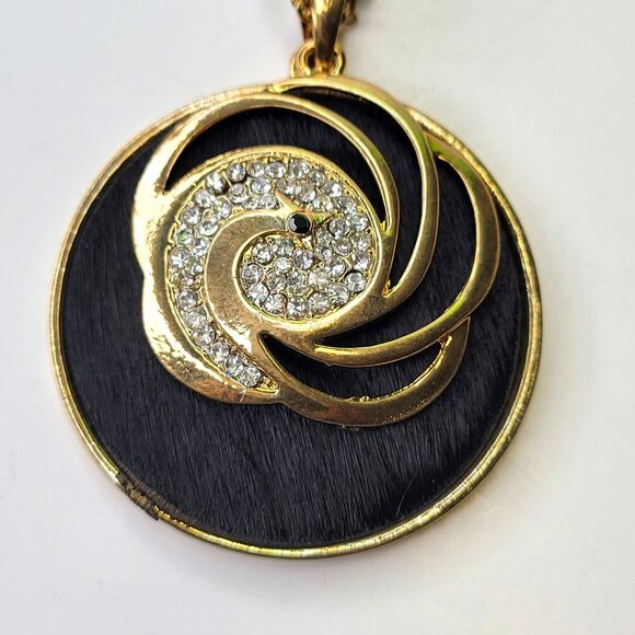 Gold Swirl Pendant Necklace Long Necklace - Picture 2 of 7